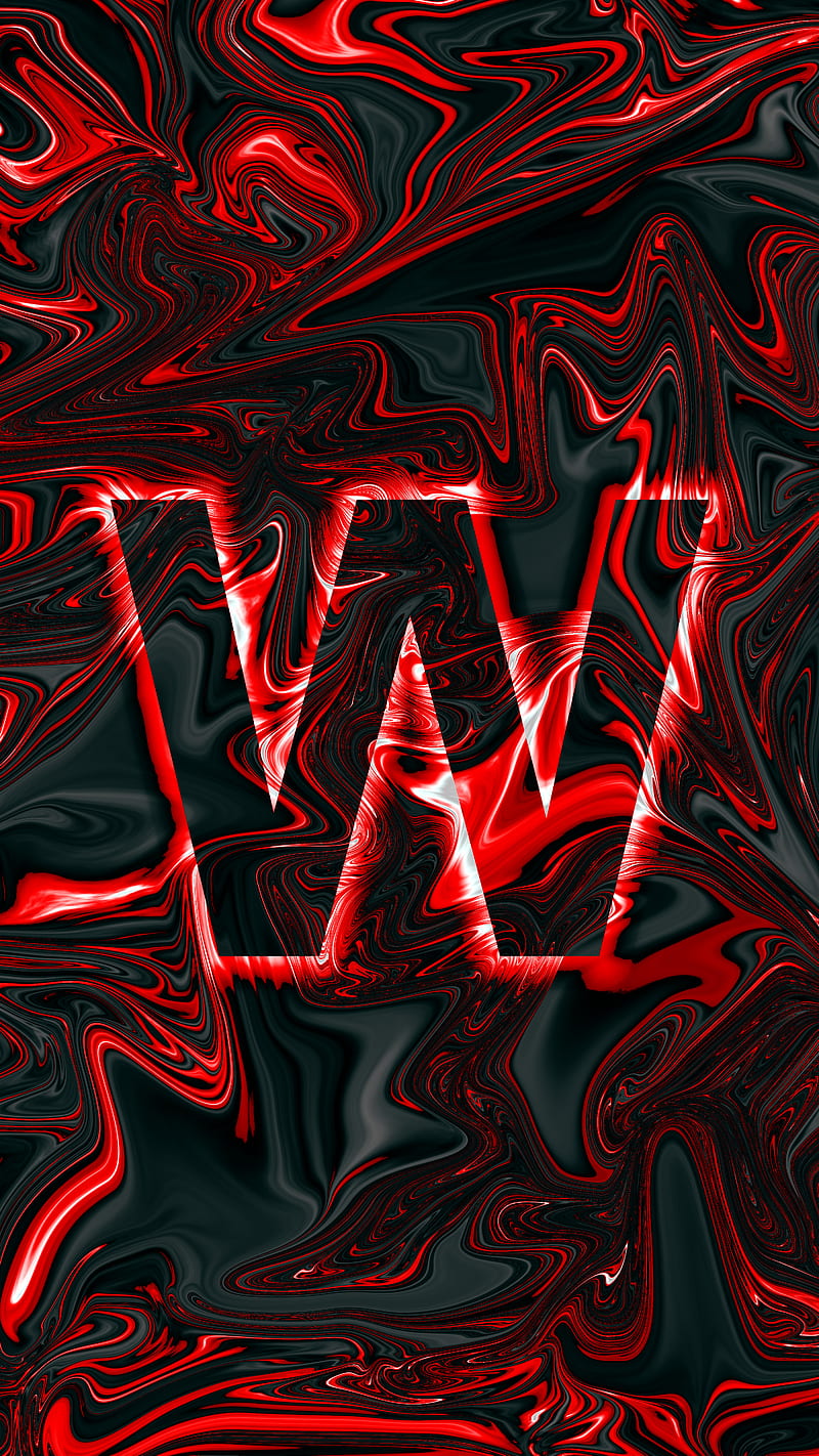 Letter W red lava, abstract, glow, letter W, liquid, magma, oil, HD phone wallpaper
