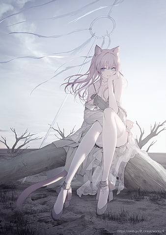 Download Anime Cat Girl White Hair Picture