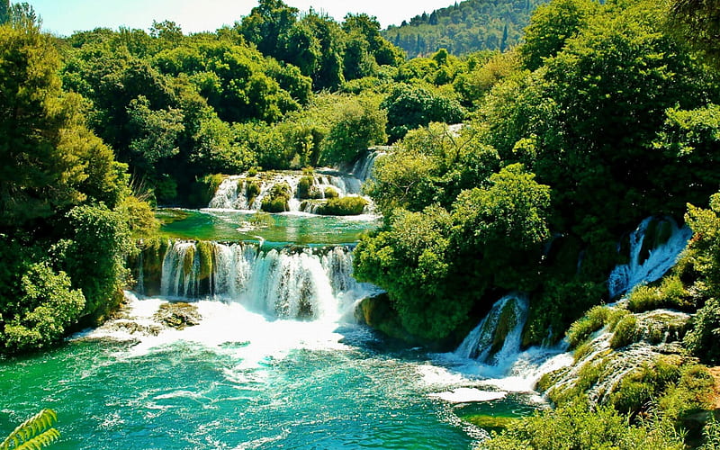 Krka National Park in Croatia, nature, forests, trees, waterfalls, HD wallpaper