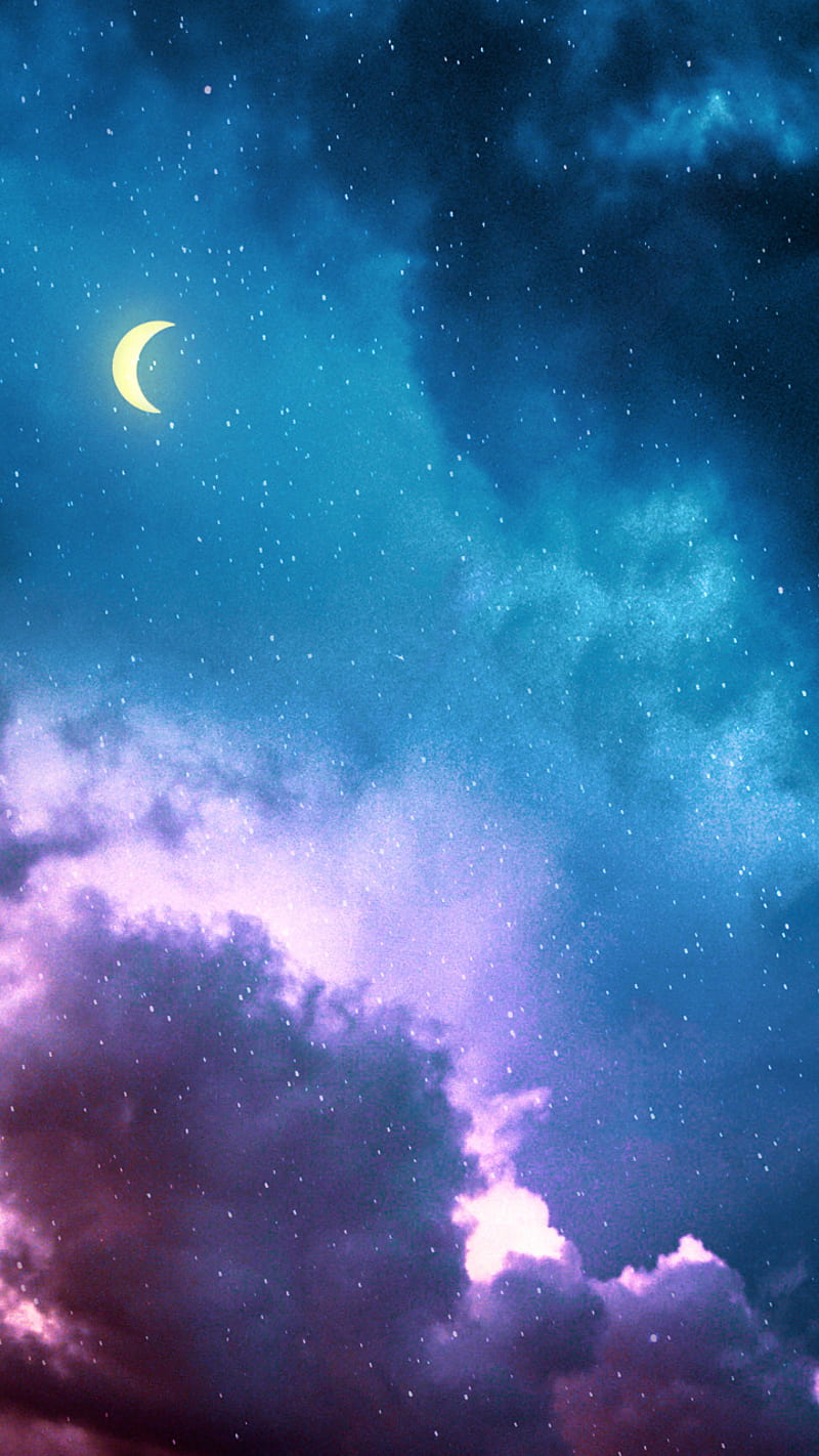 Colorful sky, clouds, purple, space, star, stars, HD phone wallpaper