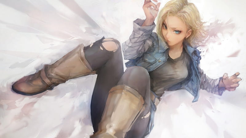 Android 18, female, black, rude, bonito, pants, woman, robot, android,  cute, HD wallpaper | Peakpx
