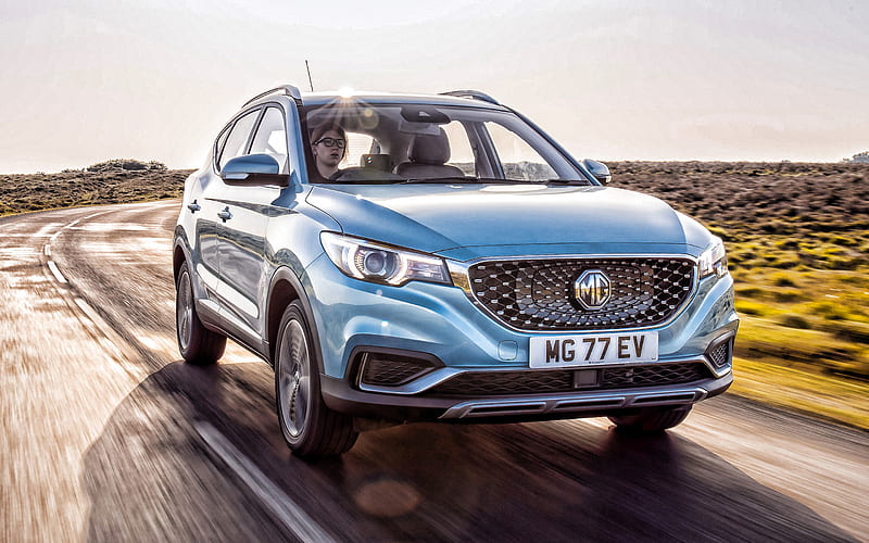 MG ZS EV, 2020, exterior, front view, blue crossover, new blue ZS EV, electric crossover, Chinese cars, electric cars, MG, HD wallpaper