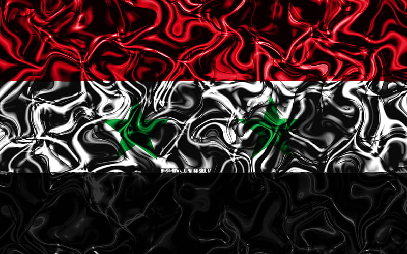 Flag of Syria, abstract smoke, Asia, national symbols, Syrian flag, 3D art, Syria 3D flag, creative, Asian countries, Syria, HD wallpaper