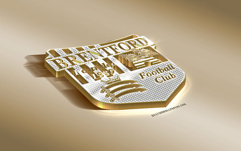 Brentford FC, English football club, golden silver logo, Brentford, England, EFL Championship, 3d golden emblem, creative 3d art, football, HD wallpaper