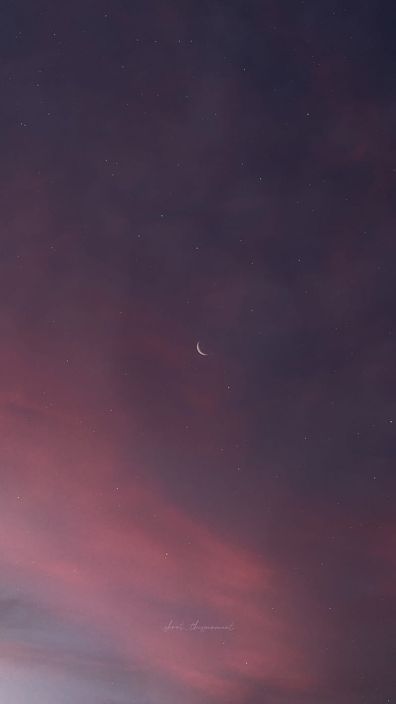 Look up, clouds, crescent moon, dream, dreamy, galaxies, magic, magical, moon, nasa, night sky, pink clouds, shoot_thismoment, sky, soft clouds, space, space art, space pic, stars, sunset, universe, HD phone wallpaper