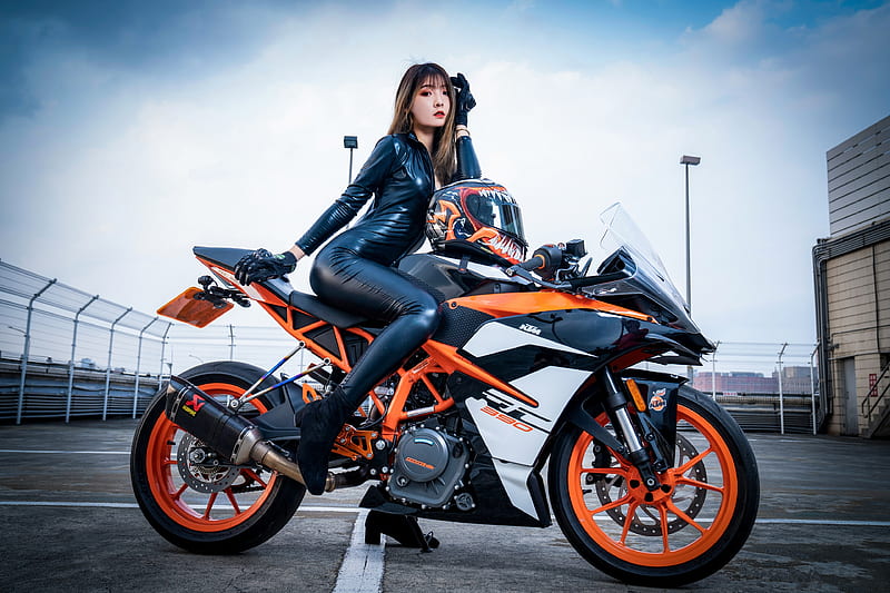 Motorcycles, Girls & Motorcycles, Asian, Brunette, Model, Motorcycle, Woman, HD wallpaper