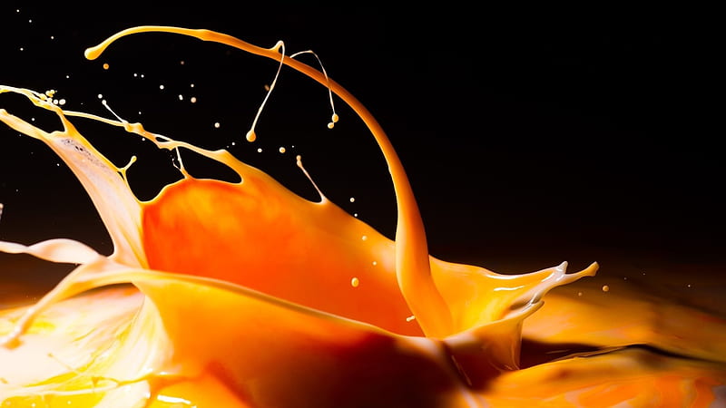 Orange Paint Splash In Black Background Orange Aesthetic, HD wallpaper