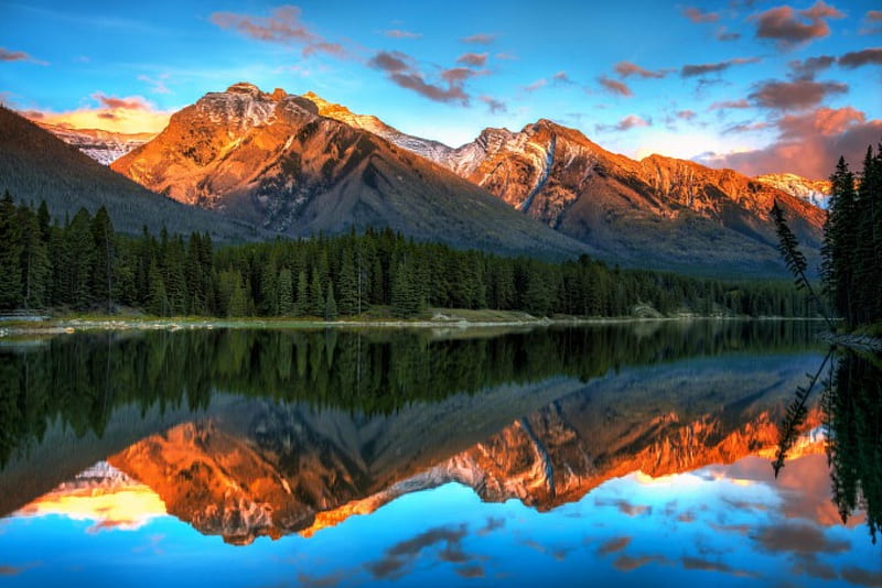 Johnson Lake, Banff National Park, mountain, forest, Canada, bonito ...
