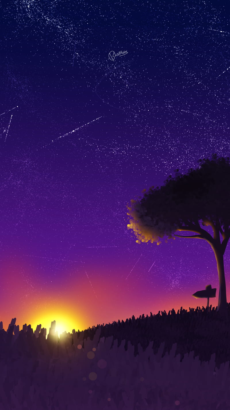Night Anime Sky, anime, dark, galaxy, landscape, light, night, space,  starry, HD phone wallpaper | Peakpx