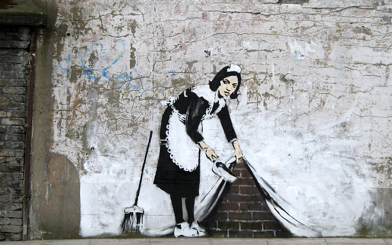Banksy 2, art, banksy, stencil, graffiti, HD wallpaper