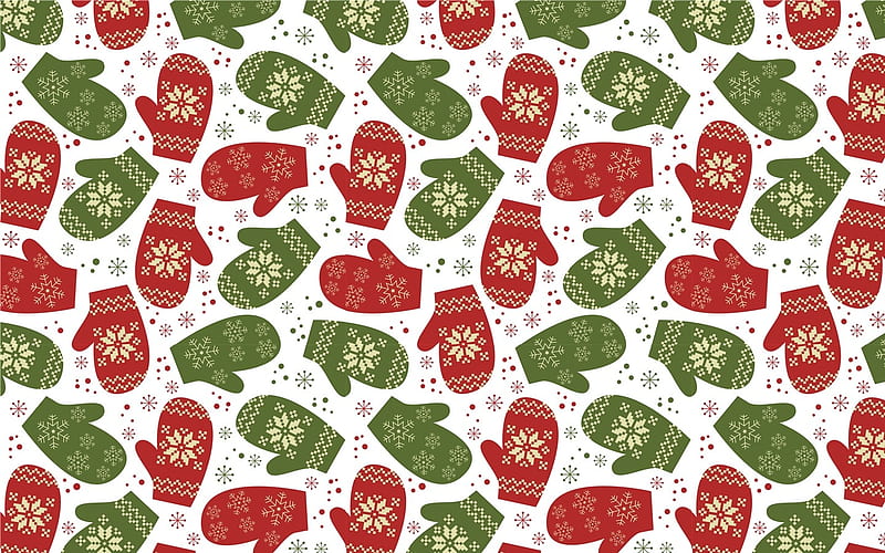 Mitten Pattern, red, pattern, mittens, green, vector, HD wallpaper