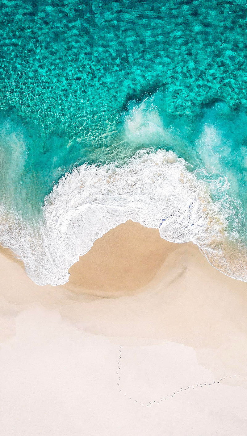 ios 11, beach, green, green water, ios11, nature, sand, sky, summer, water, HD phone wallpaper