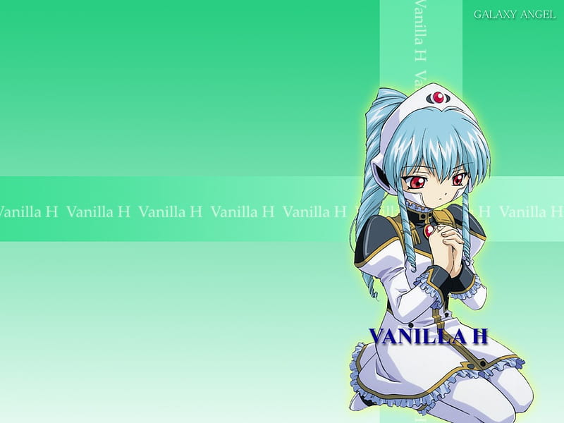 Vanilla Ash, galaxy angel, green, anime, lavender, vanilla, blue, HD wallpaper