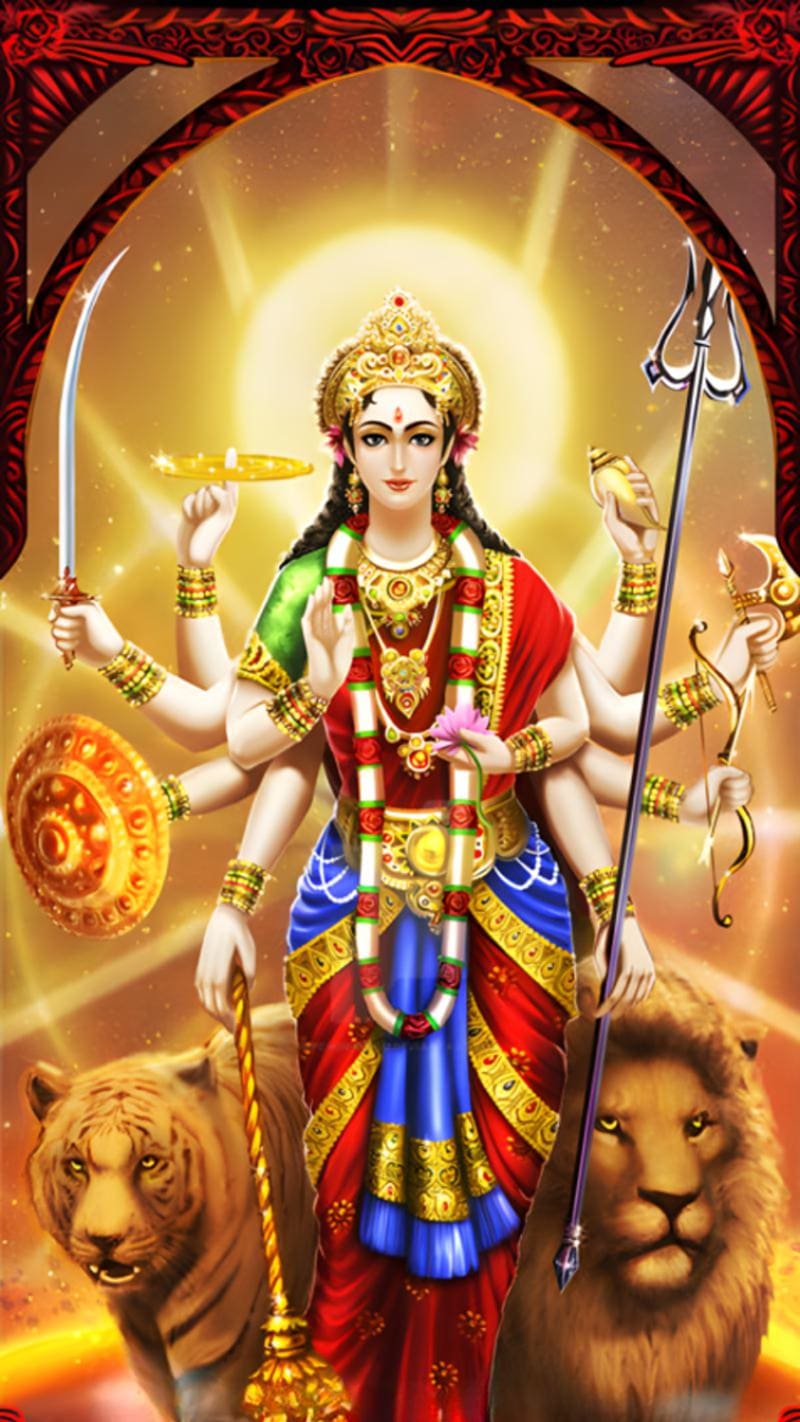 Durga Ji Ki , Sun Background, goddess, durga maa, HD phone wallpaper
