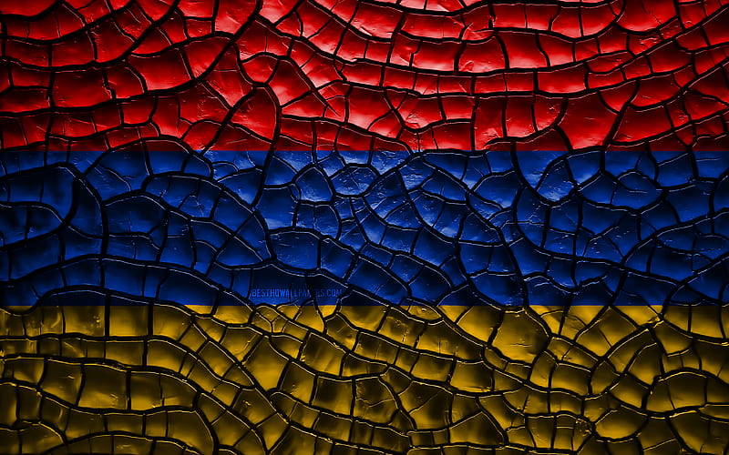Flag of Armenia cracked soil, Asia, Armenian flag, 3D art, Armenia, Asian countries, national symbols, Armenia 3D flag, HD wallpaper