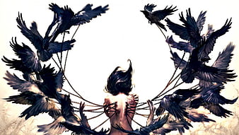 HD raven-winged anime girl wallpapers | Peakpx