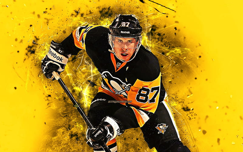 Sidney Crosby, hockey players, Pittsburgh Penguins, NHL, hockey stars, Sidney Patrick Crosby, hockey, neon lights, HD wallpaper