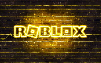 Roblox yellow logo yellow brickwall, Roblox logo, online games, Roblox neon logo, Roblox, HD wallpaper
