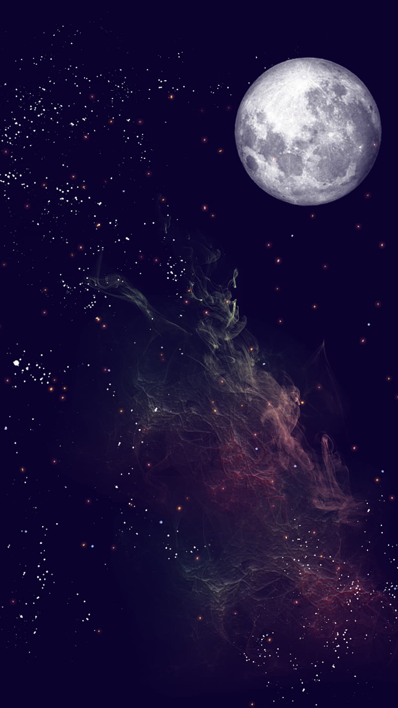 Space, planet, moon, galaxy, night, purple, black, midnight, love, abstract, HD phone wallpaper