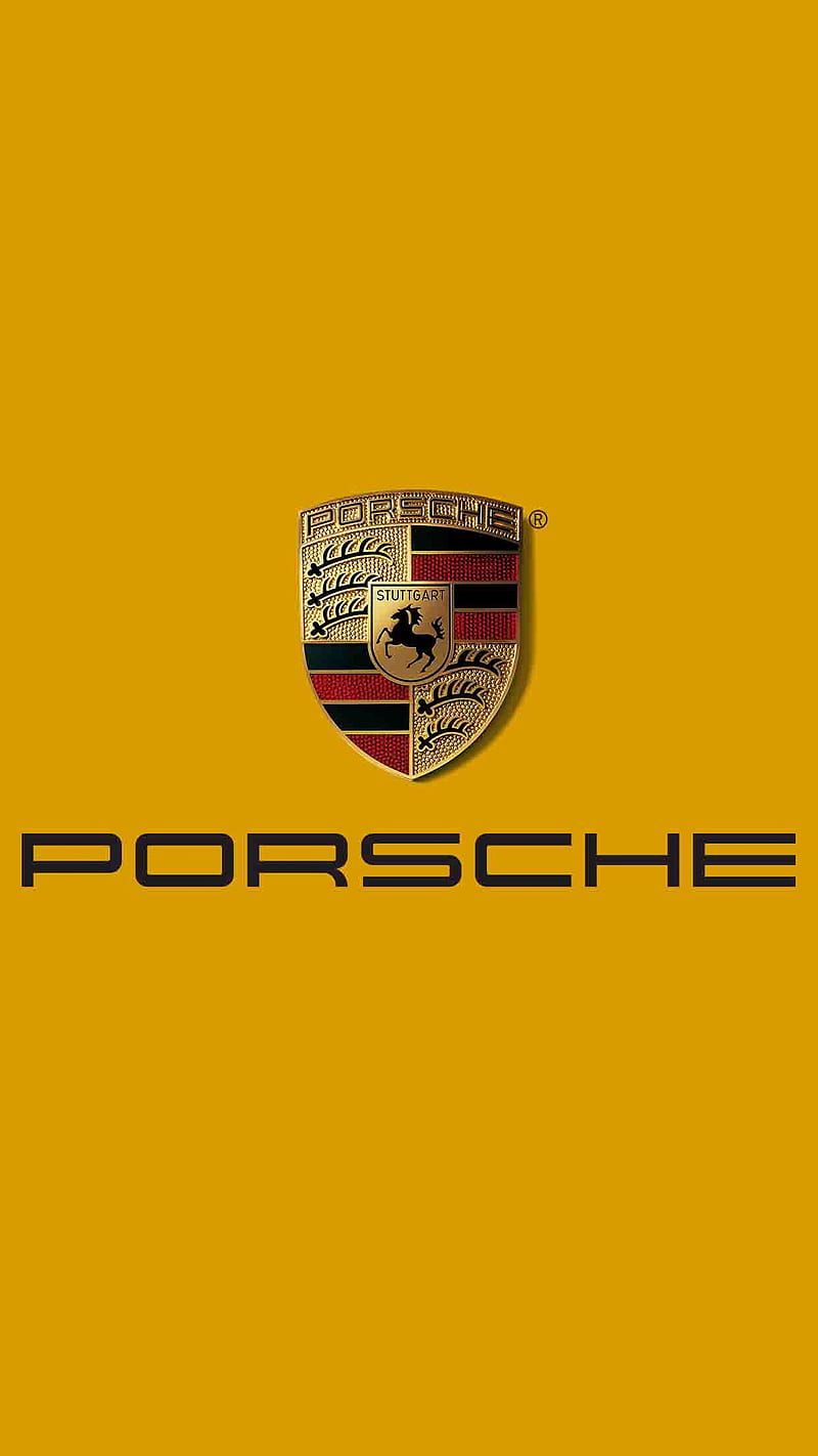 Porsche Yellow Logo , porsche logo, car logo, brand logo, HD phone wallpaper