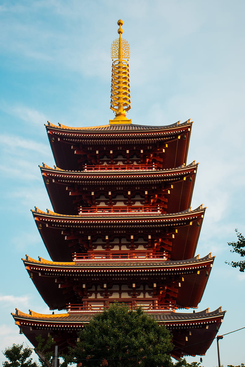 Sensō-ji Temple in Tokyo, Japan under blue and white skies during daytime, HD phone wallpaper