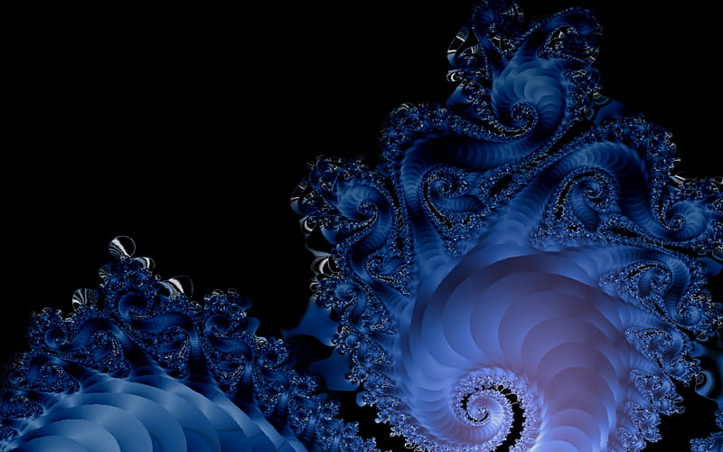 Blue Crown Cg Spiral Black 3d Fractal Dark Fractals Spirals