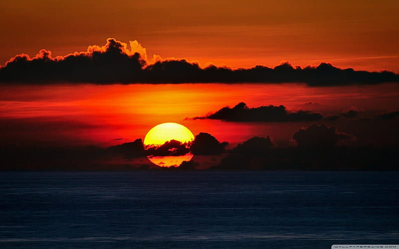Red Big Sun, red, sun, big, nature, sunset, clouds, sky, HD wallpaper |  Peakpx