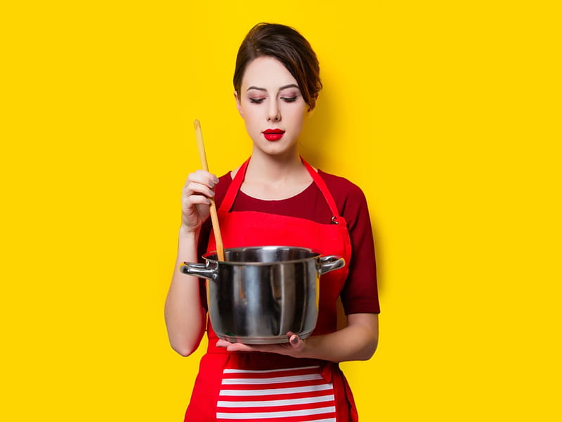 ️, Girl, Spoon, Cooking, Pan, HD wallpaper
