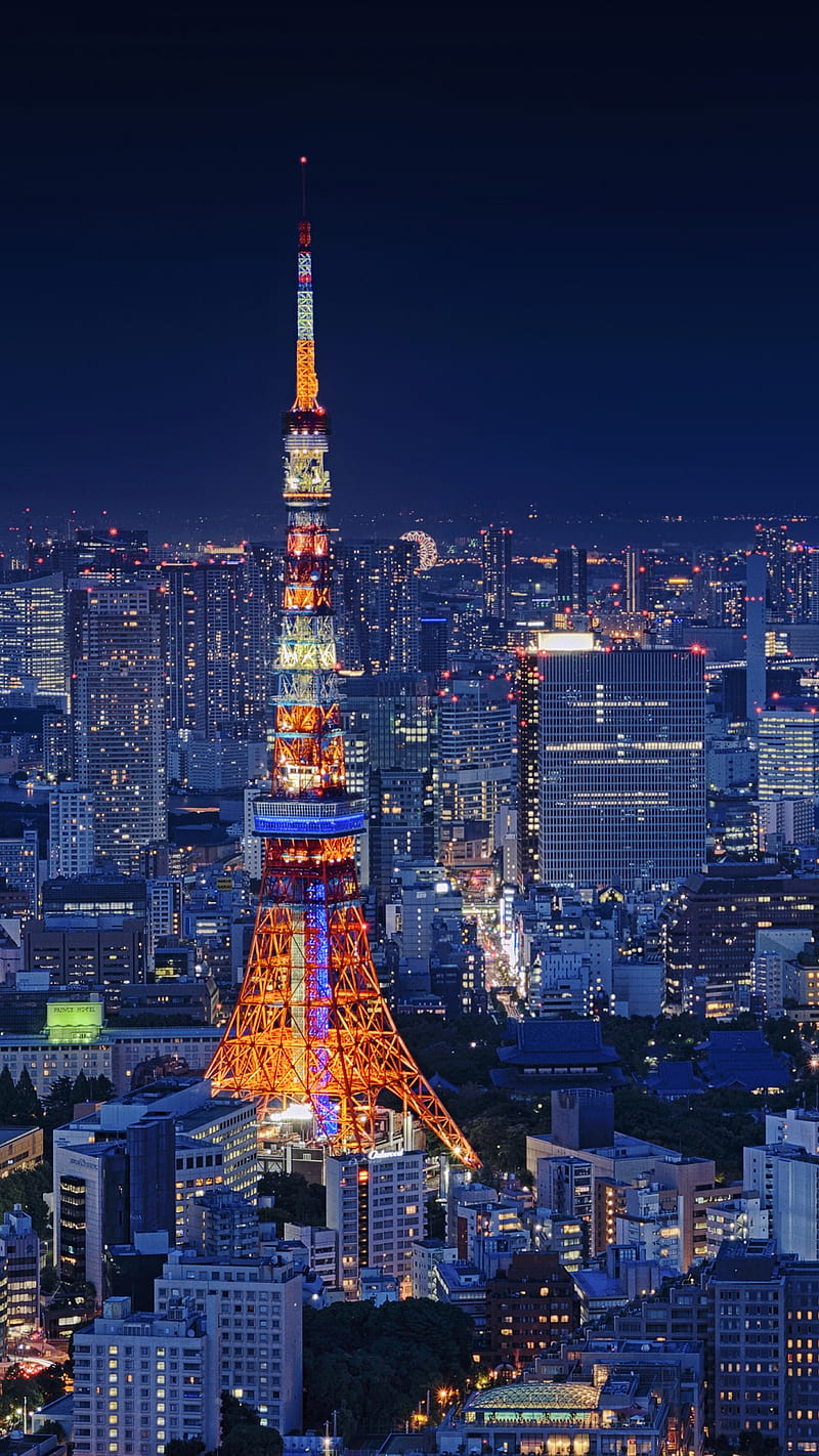 Tokyo Tower Japan, city, tower, night, tokyo, HD phone wallpaper