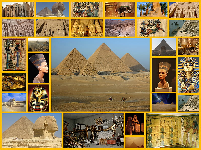 Ancient Egypt Montage, pyramids, artifacts, montage, egypt, HD wallpaper