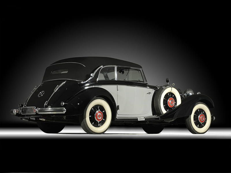 Mercedes 540K Cabriolet B (1937-1938), Classic, Black, White walls, Gray, HD wallpaper