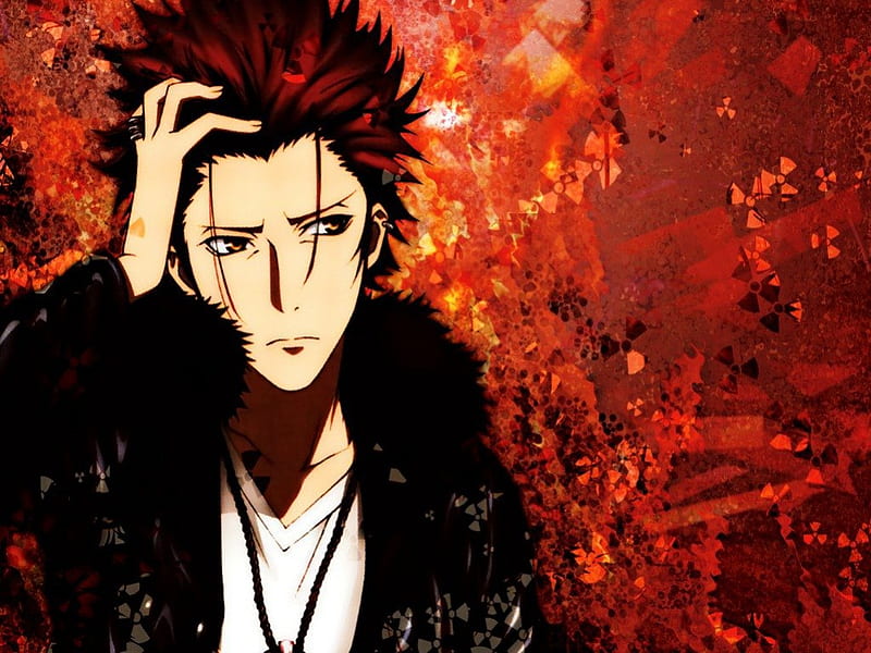 Mikoto, Black, Boy, Red King, Red, Thinking, Red Hair, Brown Eyes, Anime, dark, Short Hair, Cute, Mikoto Suoh, K Project, HD wallpaper