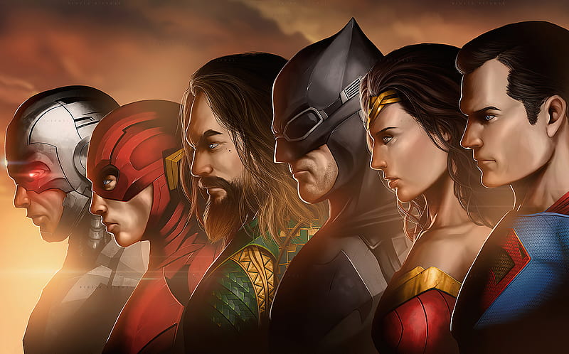 Justice League Heroes Together , justice-league, superheroes, artwork, artist, artstation, HD wallpaper