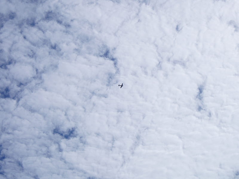 We are very small against nature!, dot, plane, clouds, small, sky, HD wallpaper