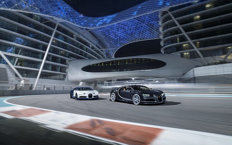 Bugatti Chiron, hyperscars, race track, Yas Marina Circuit, Abu Dhabi, UAE, VAG, F1 Track, HD wallpaper