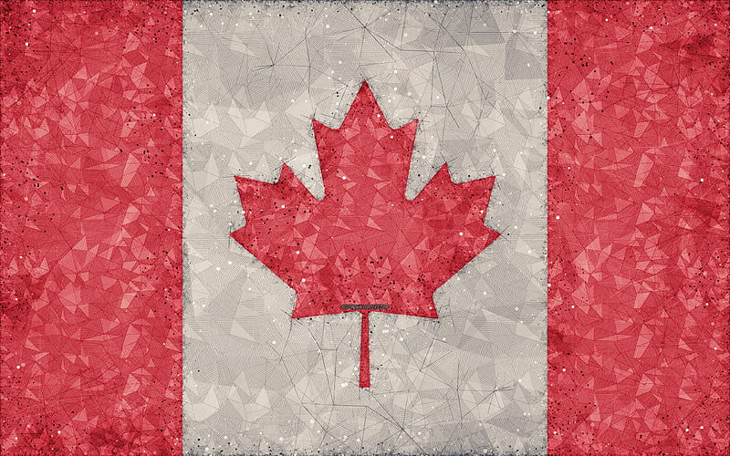 Flag of Canada grunge style, creative geometric art, abstraction, Canada, North America, Canadian flag, HD wallpaper