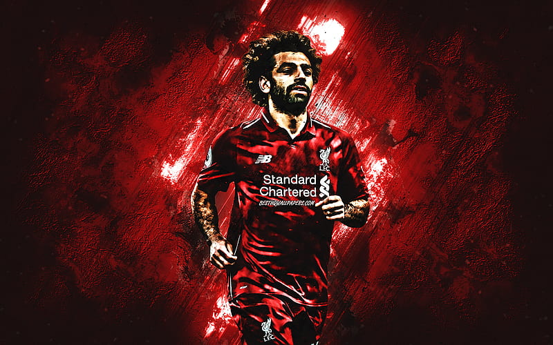 Mohamed Salah, Liverpool FC, striker, joy, red stone, famous footballers, football, Egyptian footballers, grunge, Premier League, England, Salah, HD wallpaper