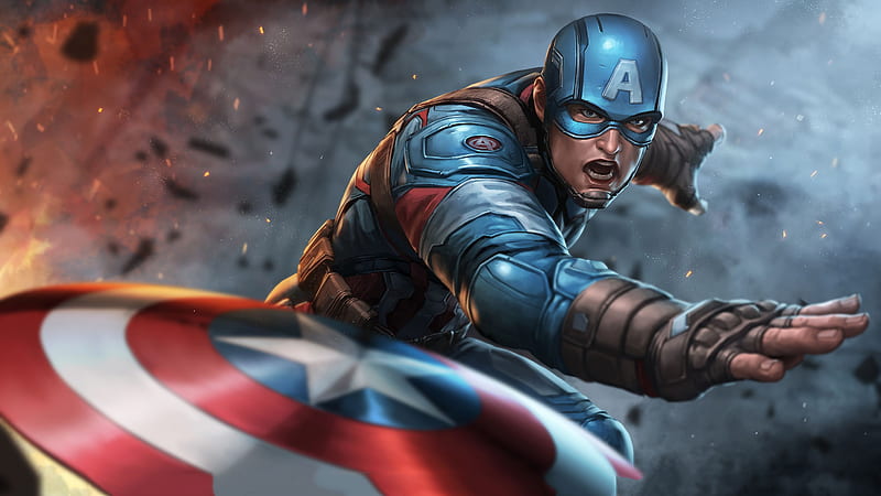 Captain America Throwing Shield, captain-america, artwork, artist, superheroes, HD wallpaper