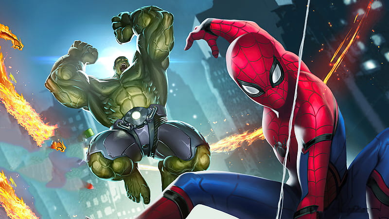 Marvel Puzzle Quest Game 2020, marvel-puzzle-quest, marvel, games, hulk, spiderman, HD wallpaper