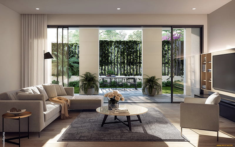 Living Room, furniture, home, interior, HD wallpaper