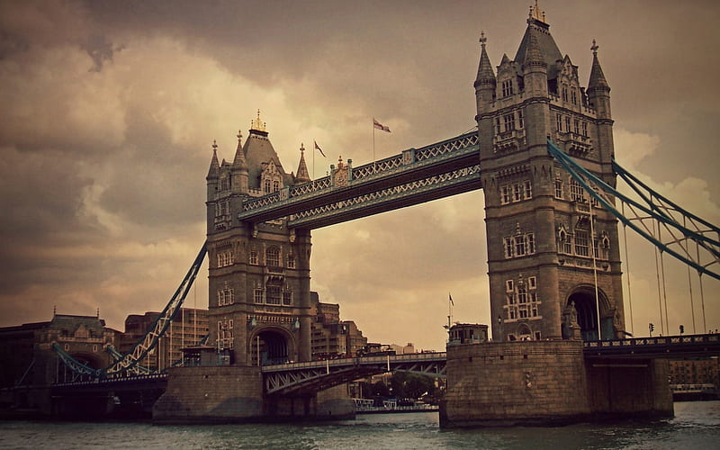 London, Tower Bridge, evening, sunset, thames river, London landmark, England, United Kingdom, HD wallpaper