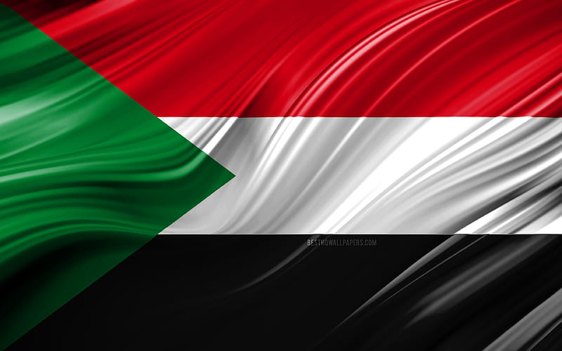 Sudanese flag, African countries, 3D waves, Flag of Sudan, national symbols, Sudan 3D flag, art, Africa, Sudan, HD wallpaper