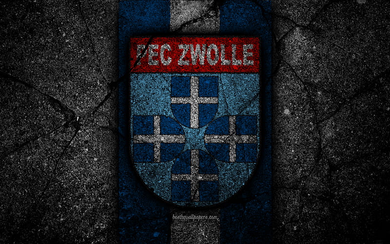Zwolle FC, logo, Eredivisie, soccer, grunge, Holland, football club, Zwolle, asphalt texture, FC Zwolle, HD wallpaper