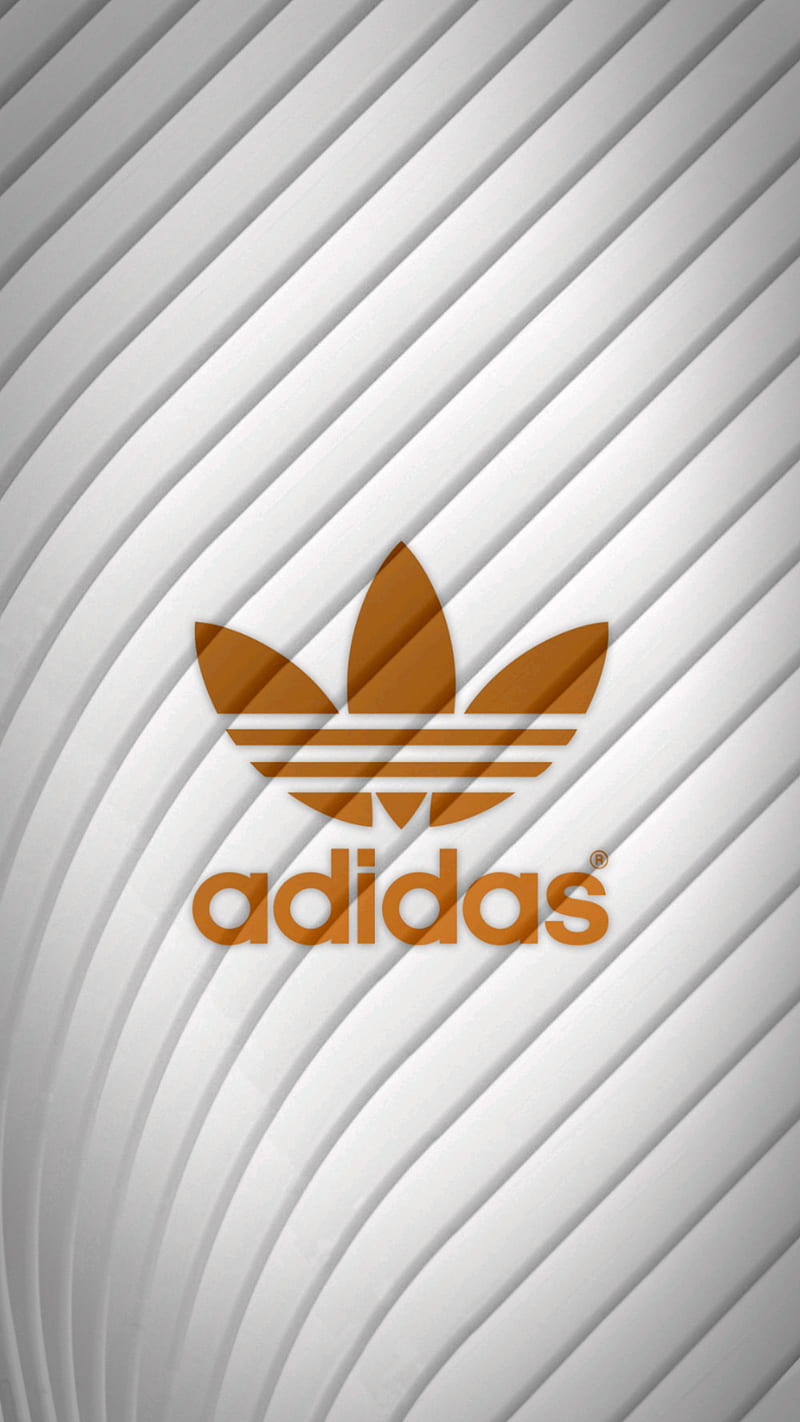 Adidas, abstract, logo, orange, sport, white, HD phone wallpaper