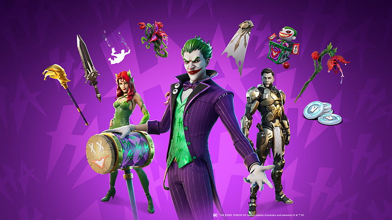 Joker Midas Rex and Poison Ivy Fortnite, HD wallpaper