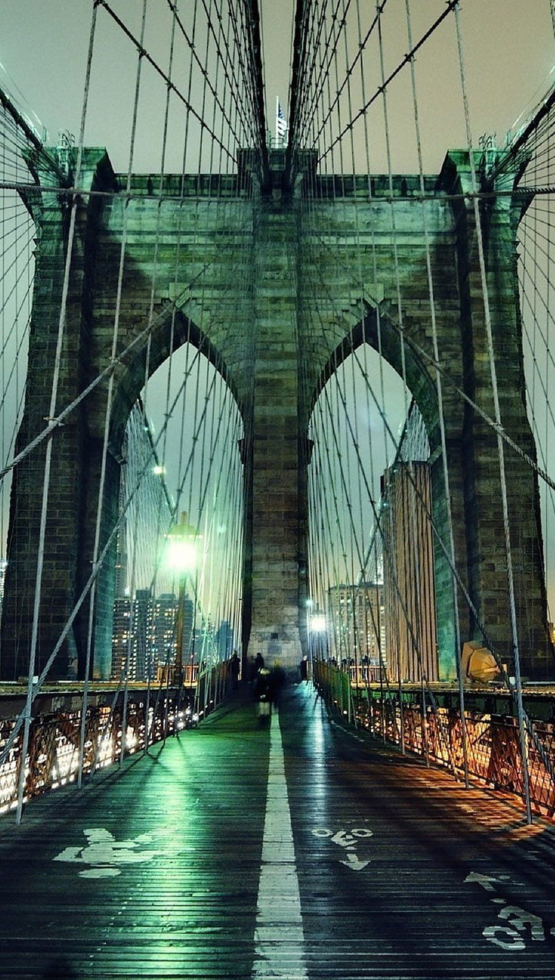 Brooklyn Bridge - NY, new, night, york, HD phone wallpaper