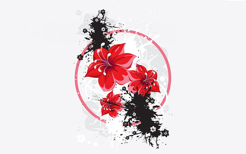 Flores rojas, flores, vector, Fondo de pantalla HD | Peakpx