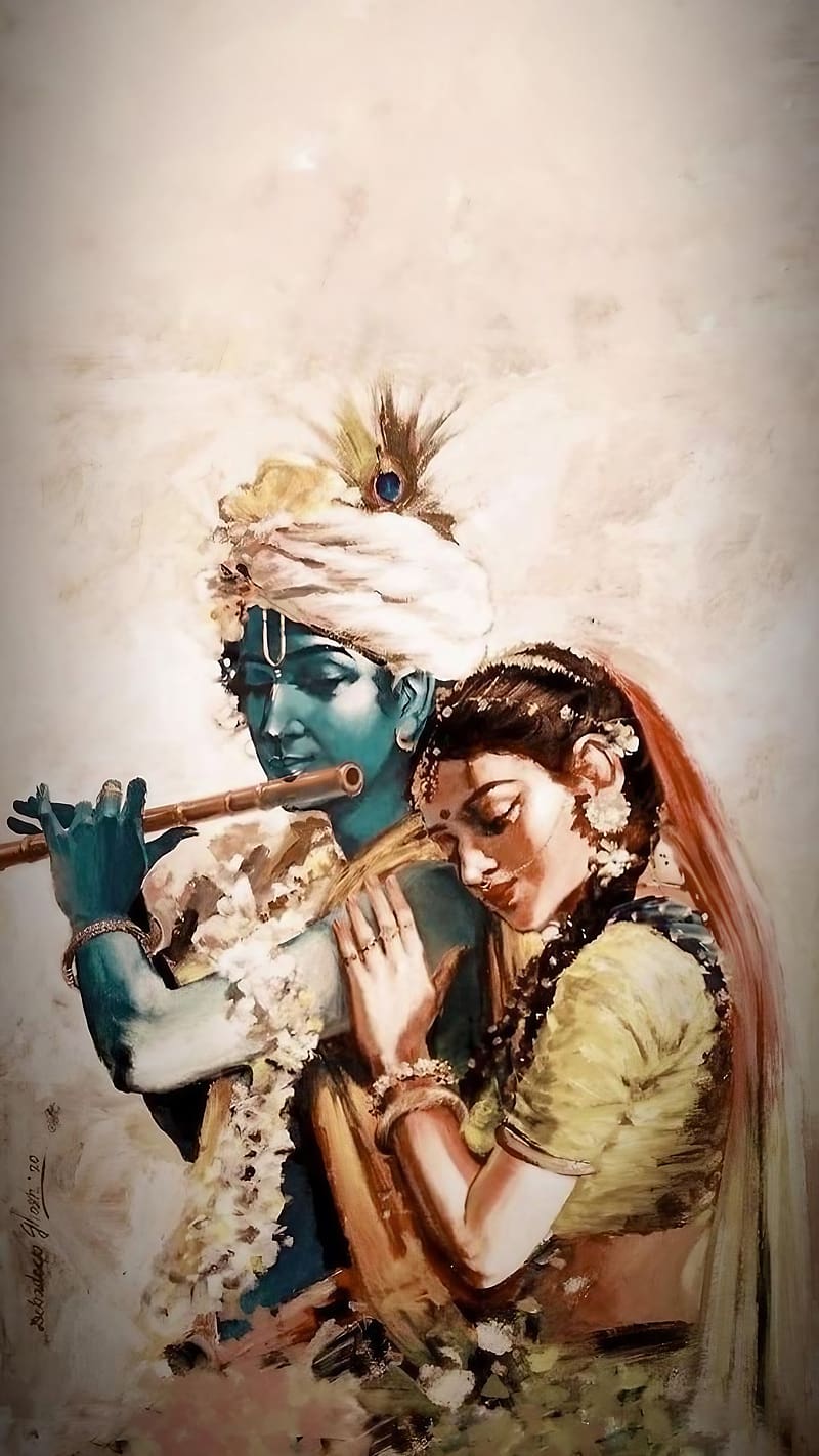 Radha Krishna New, painting, radha krishna, lord, god, bhakti ...