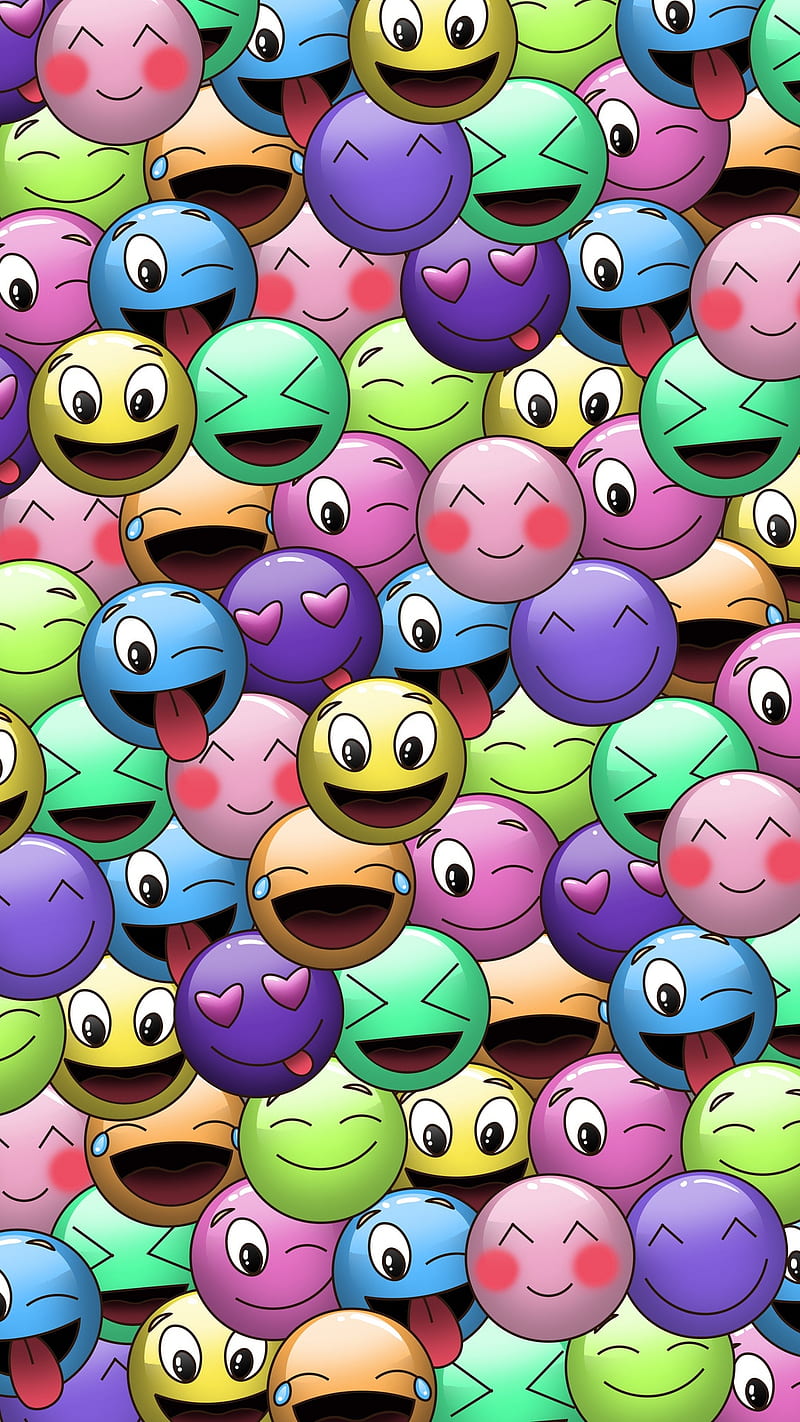 Emojis, colorful, colors, drawings, emoji, faces, funny, humor, reactions, smiles, smilies, HD phone wallpaper