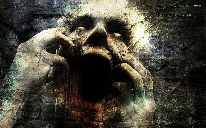 Horror scream, hand, face, horror, scream, HD wallpaper